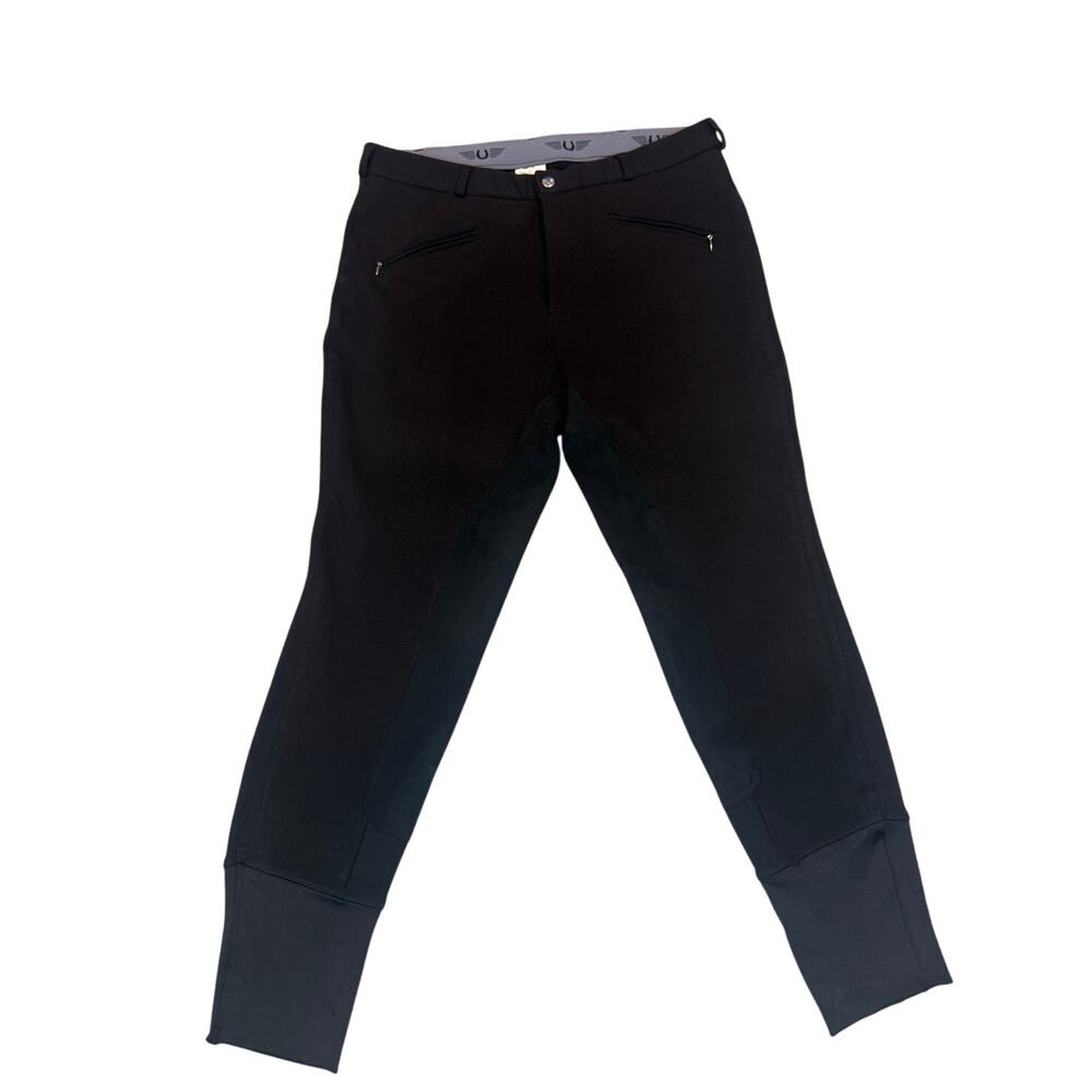 NWT Mens Tuffrider Black Cotton Full Seat Riding Pants Size 35